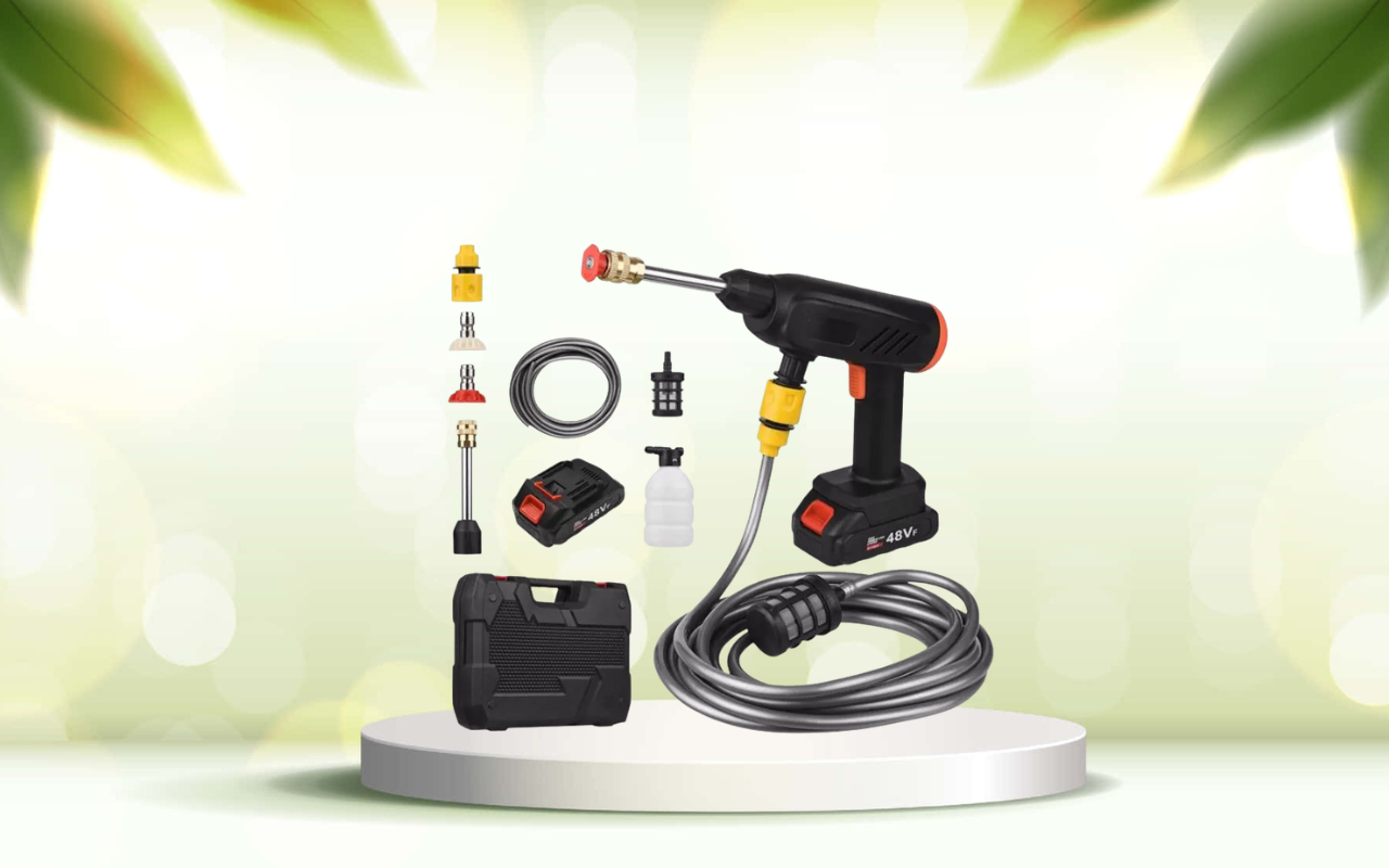 Scopri la pistola idropulitrice portatile: pulizia potente ovunque senza fatica